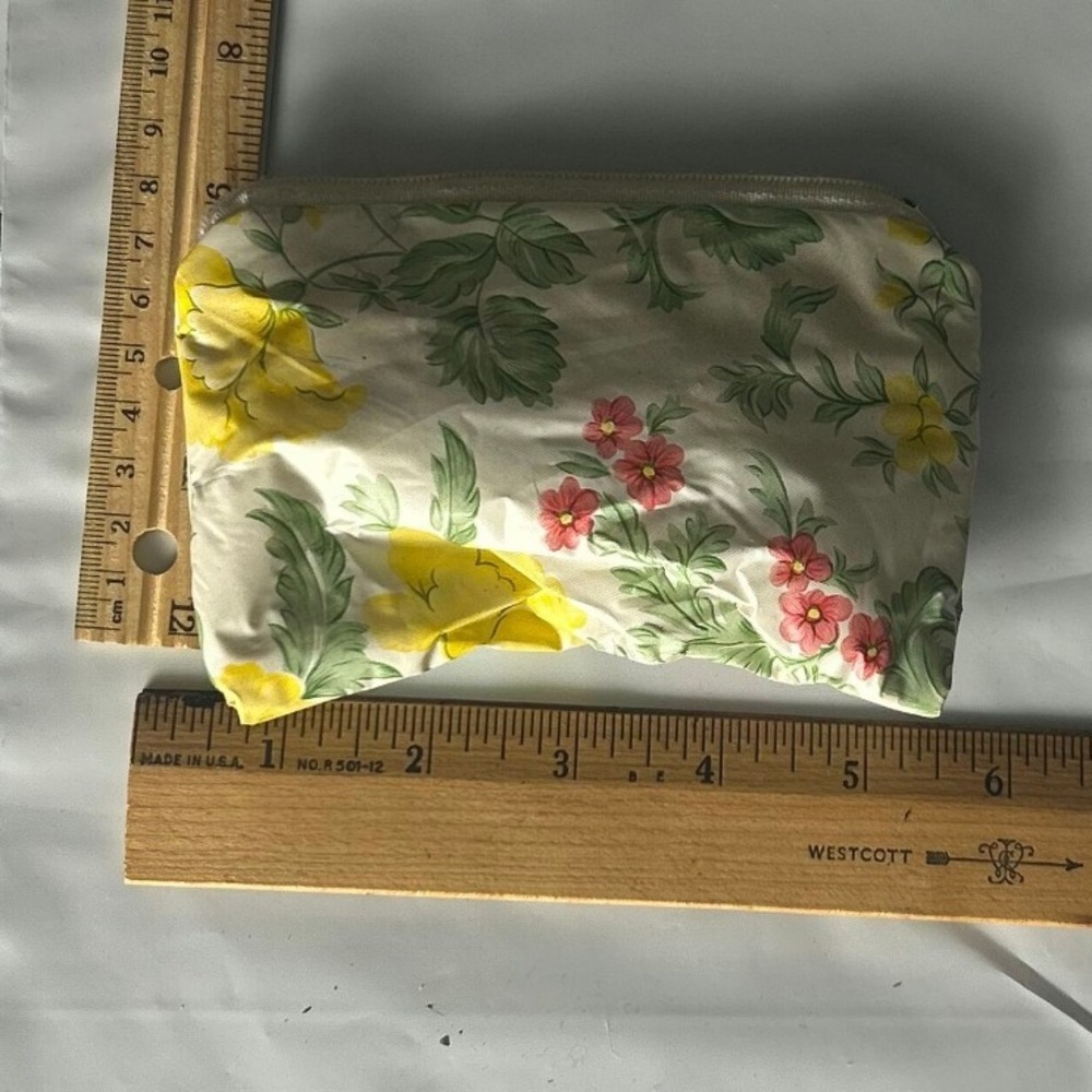 Small Floral Pouch Cosmetic Bag Makeup Travel Pouch Yellow Pink Flowers‎